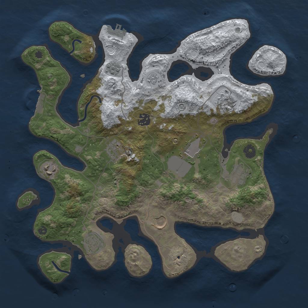 Rust Map: Procedural Map, Size: 3550, Seed: 872079, 18 Monuments