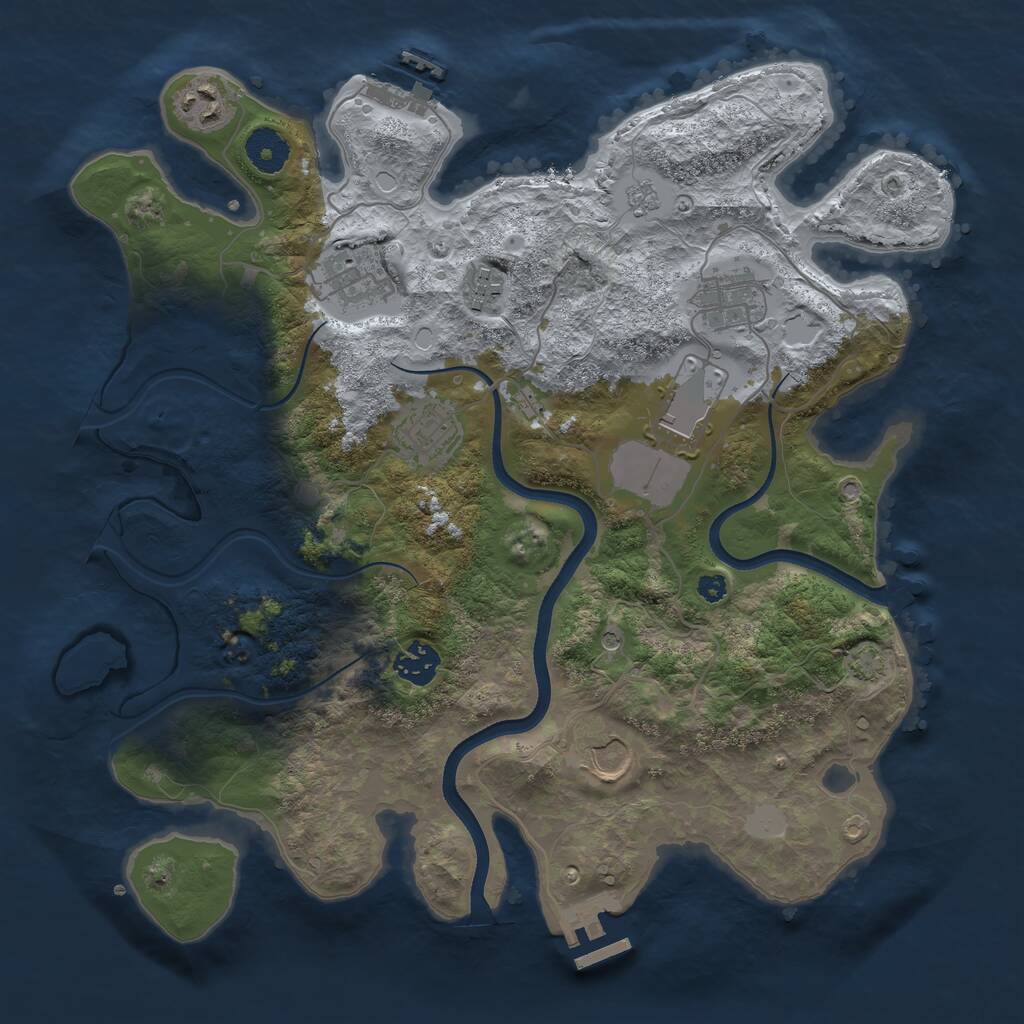 Rust Map: Procedural Map, Size: 3550, Seed: 872079, 14 Monuments