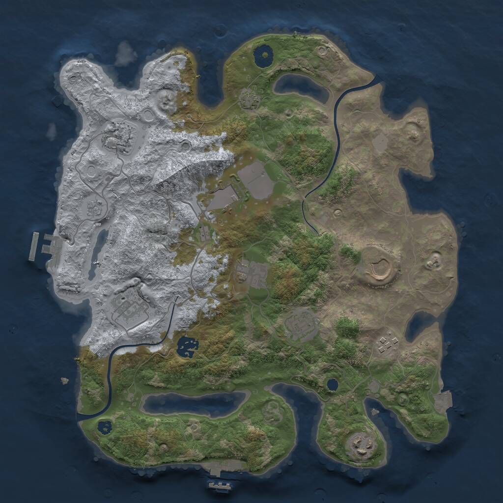 Rust Map: Procedural Map, Size: 3500, Seed: 115, 14 Monuments