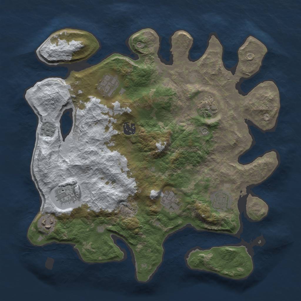 Rust Map: Barren, Size: 3400, Seed: 222999444, 11 Monuments