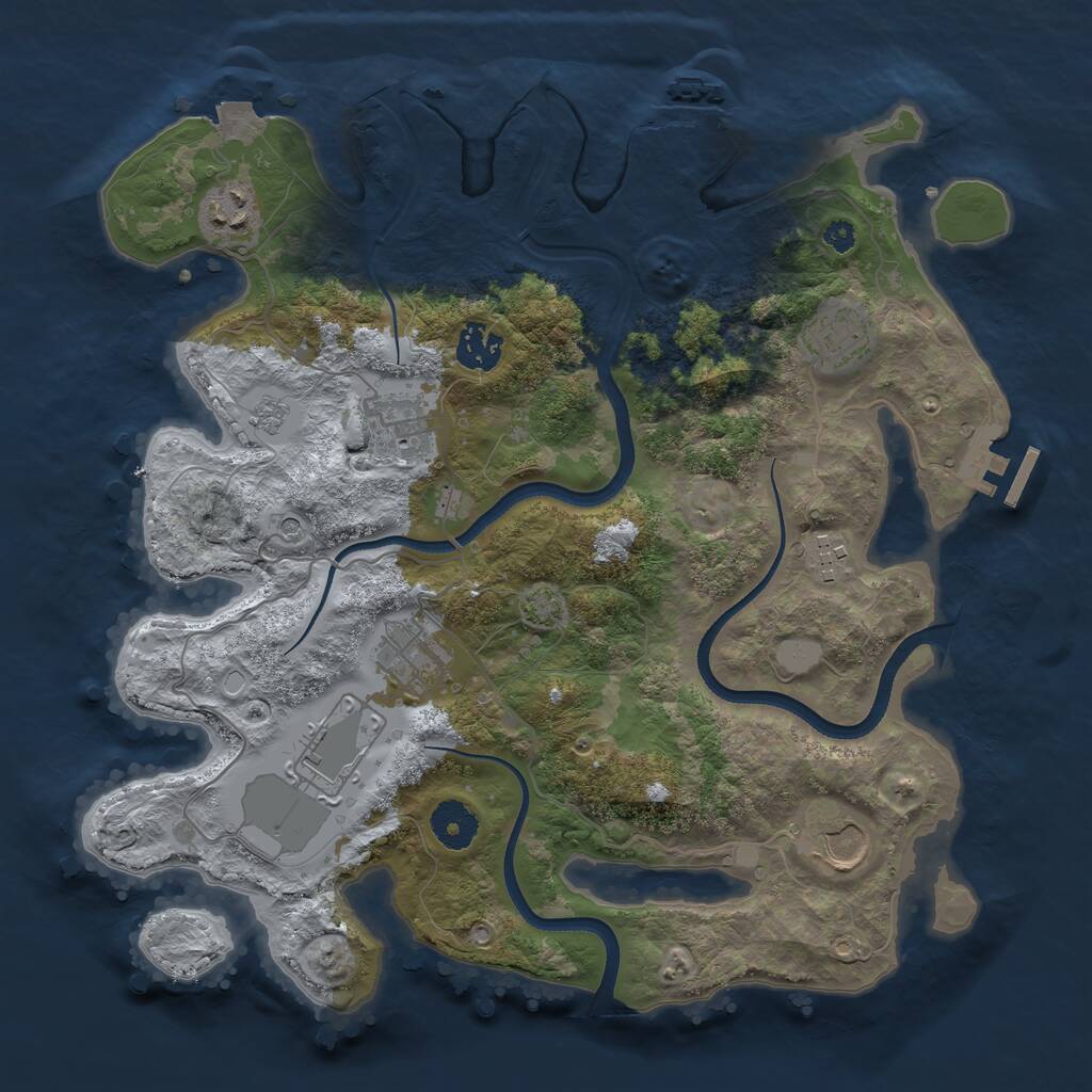 Rust Map: Procedural Map, Size: 3500, Seed: 443685082, 14 Monuments