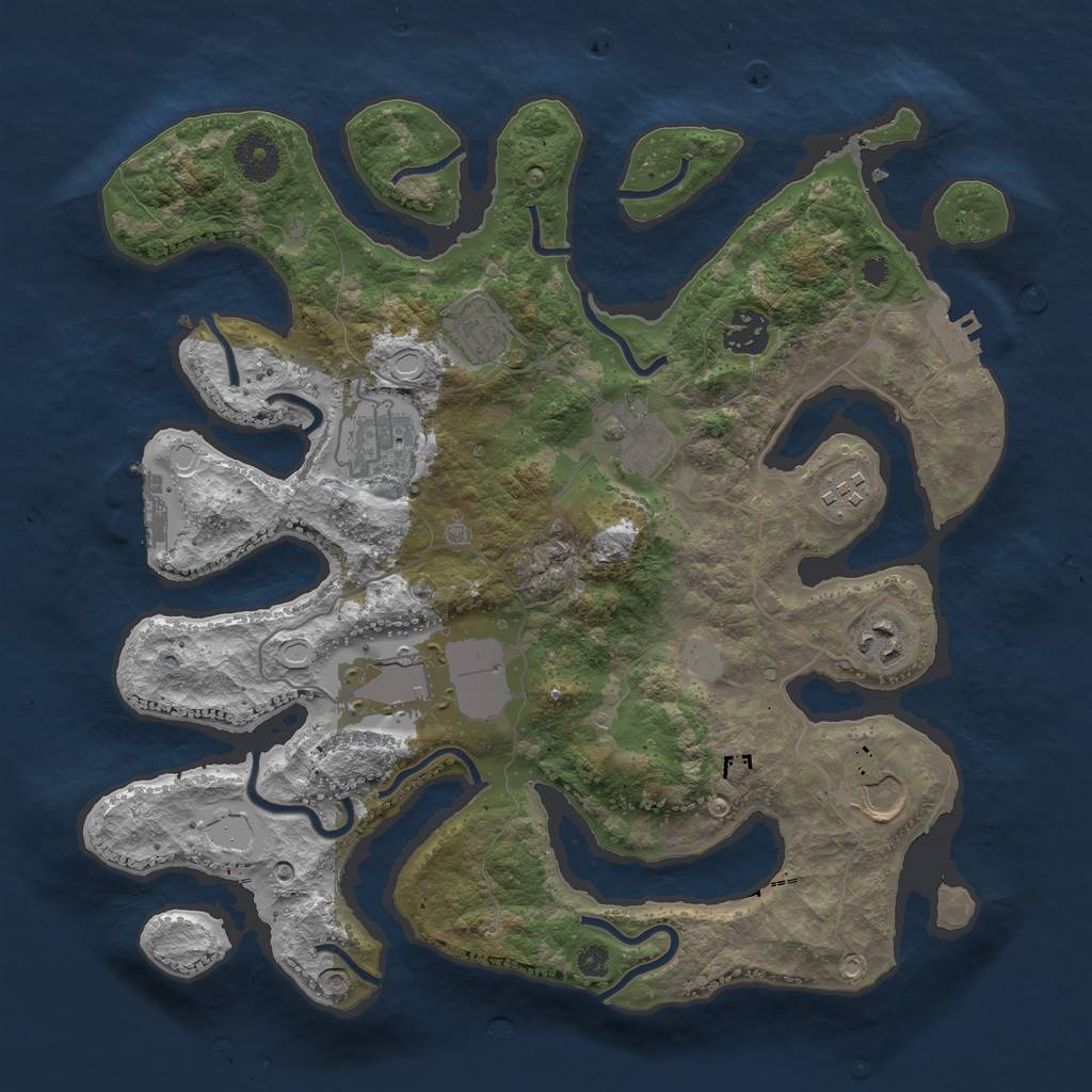 Rust Map: Procedural Map, Size: 3500, Seed: 443685082, 15 Monuments