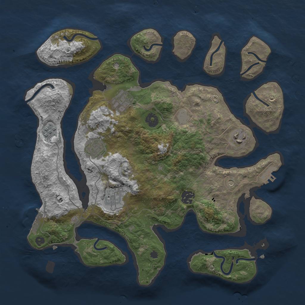 Rust Map: Procedural Map, Size: 3400, Seed: 222999444, 14 Monuments