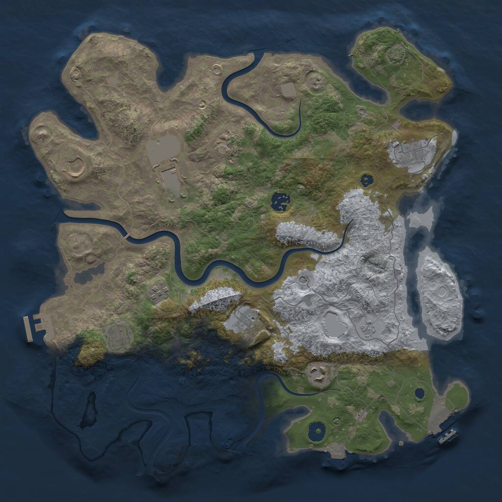 Rust Map: Procedural Map, Size: 3950, Seed: 1477675401, 15 Monuments