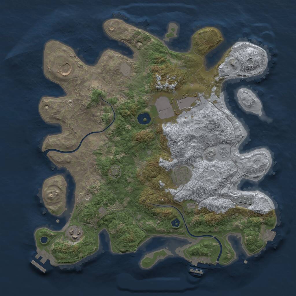 Rust Map: Procedural Map, Size: 3500, Seed: 478223, 11 Monuments