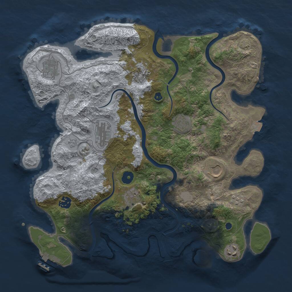 Rust Map: Procedural Map, Size: 3600, Seed: 1536842554, 14 Monuments
