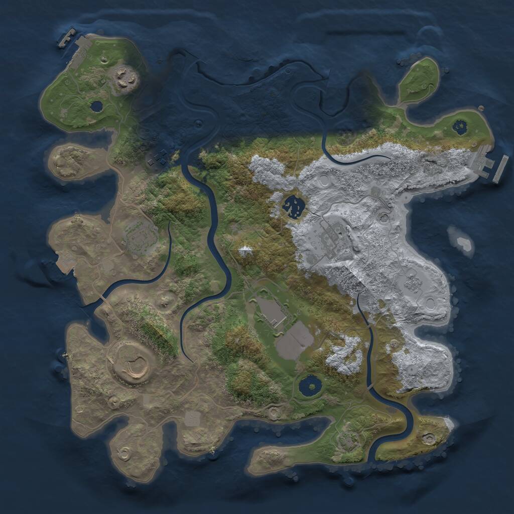 Rust Map: Procedural Map, Size: 3550, Seed: 237443, 13 Monuments