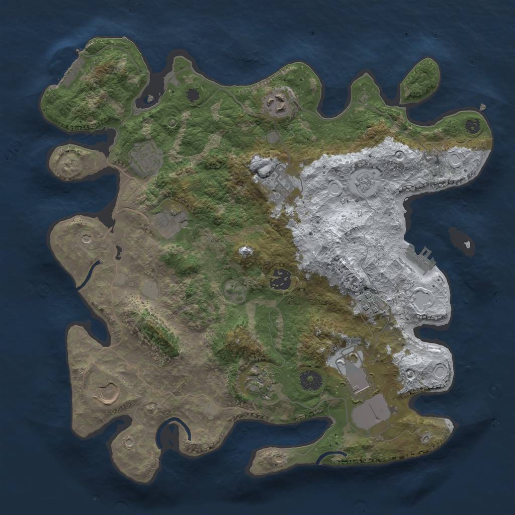 Rust Map: Procedural Map, Size: 3550, Seed: 237443, 18 Monuments