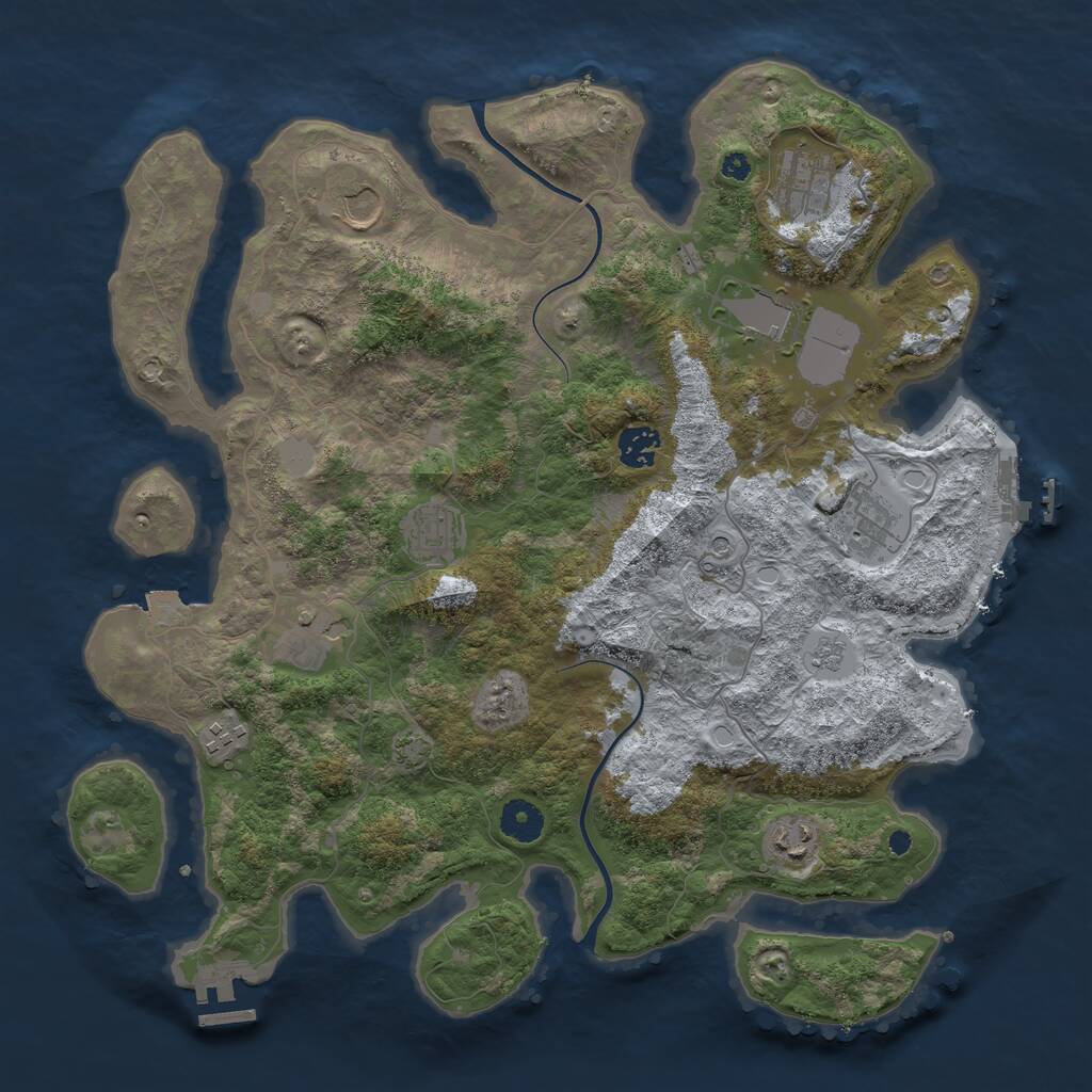 Rust Map: Procedural Map, Size: 3850, Seed: 824372609, 15 Monuments