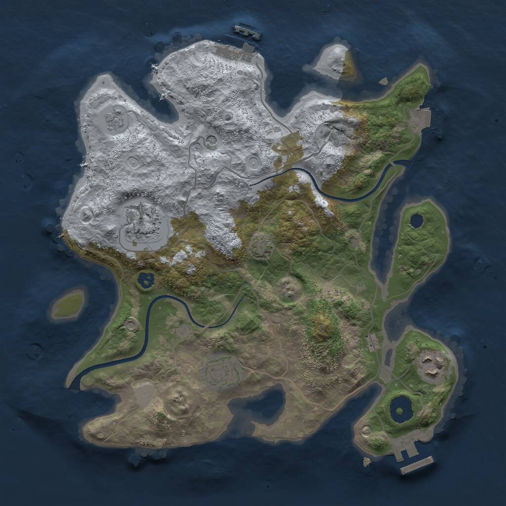 Rust Map: Procedural Map, Size: 3000, Seed: 69694242, 9 Monuments