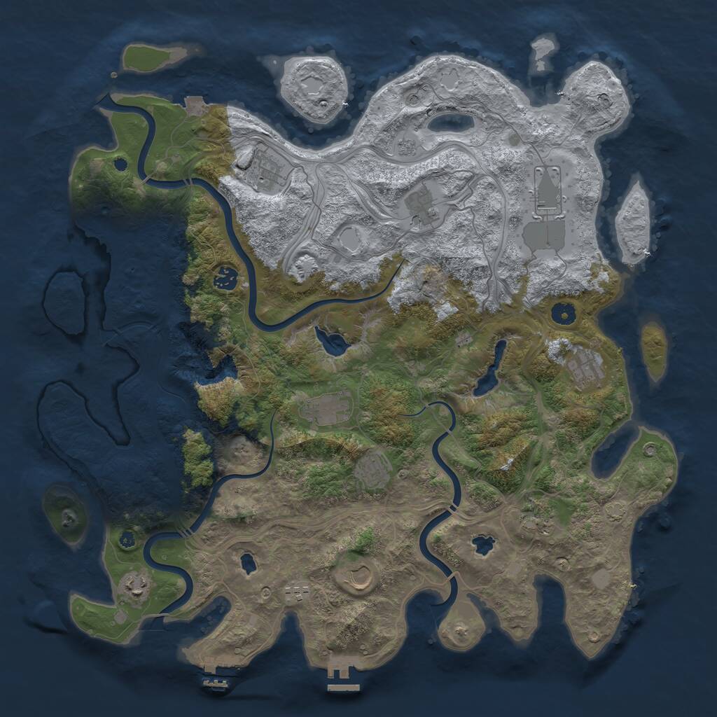 Rust Map: Procedural Map, Size: 4500, Seed: 987114114, 17 Monuments