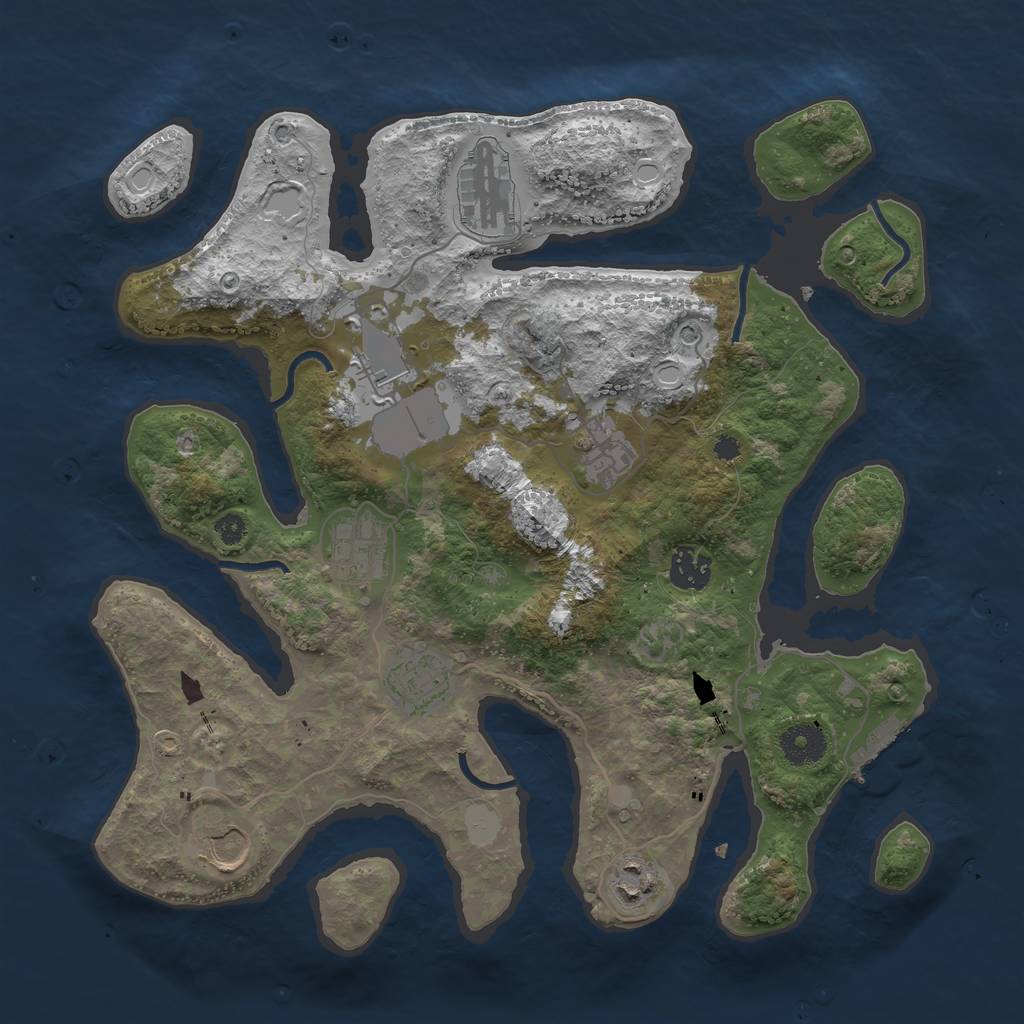 Rust Map: Procedural Map, Size: 3550, Seed: 207822, 15 Monuments