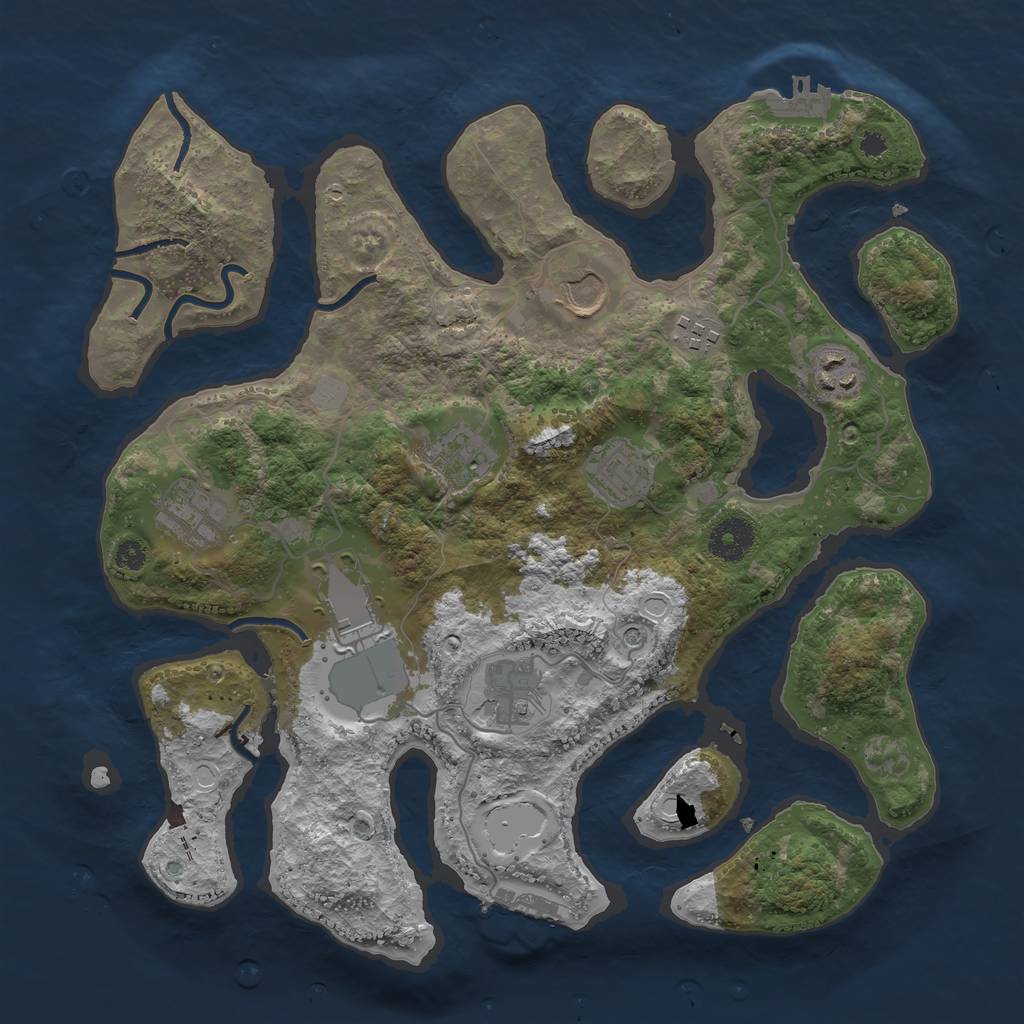 Rust Map: Procedural Map, Size: 3500, Seed: 806951533, 16 Monuments