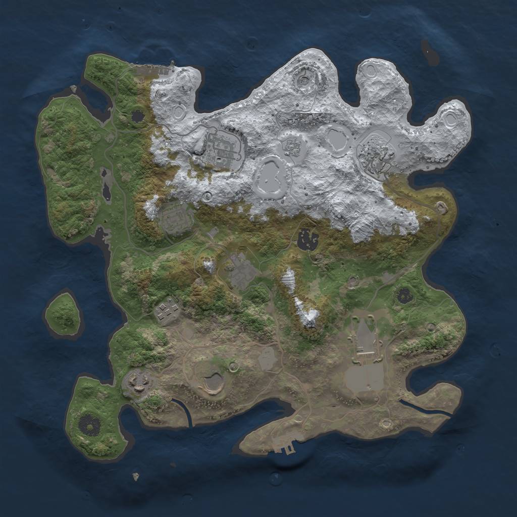 Rust Map: Procedural Map, Size: 3500, Seed: 779058208, 18 Monuments