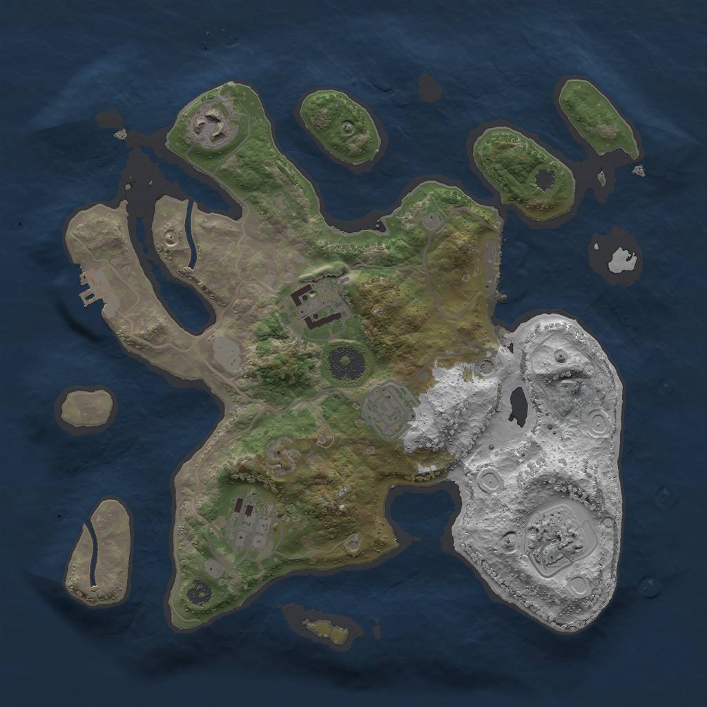 Rust Map: Procedural Map, Size: 3000, Seed: 878045806, 13 Monuments