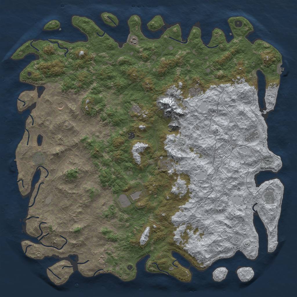 Rust Map: Procedural Map, Size: 6000, Seed: 190384, 20 Monuments