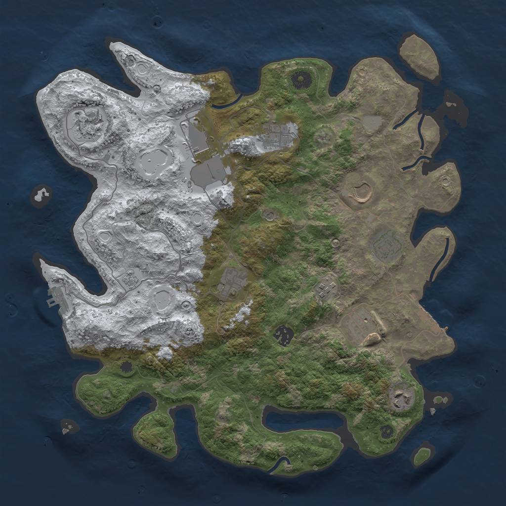Rust Map: Procedural Map, Size: 3850, Seed: 386439244, 19 Monuments