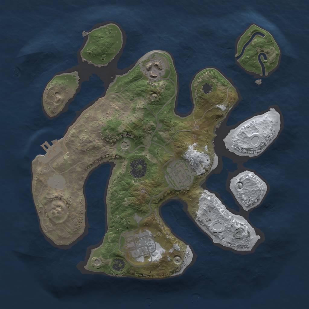 Rust Map: Procedural Map, Size: 2500, Seed: 1042576827, 10 Monuments