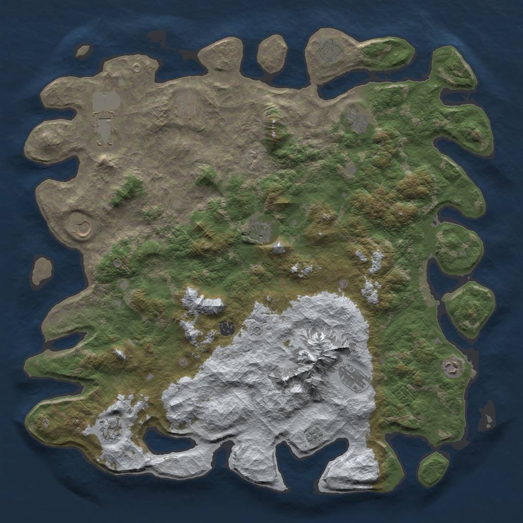 Rust Map: Barren, Size: 5000, Seed: 473229012, 14 Monuments