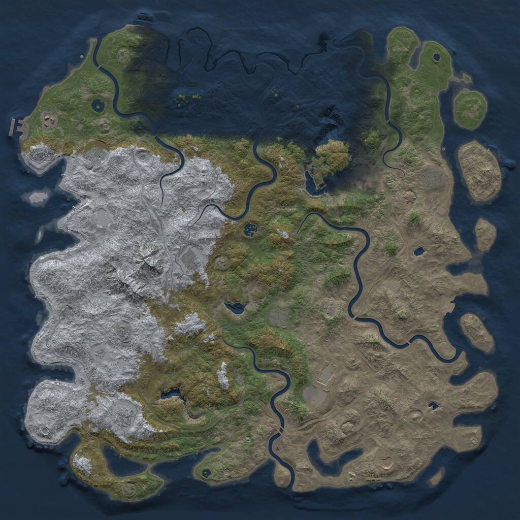 Rust Map: Procedural Map, Size: 6000, Seed: 1015485697, 17 Monuments