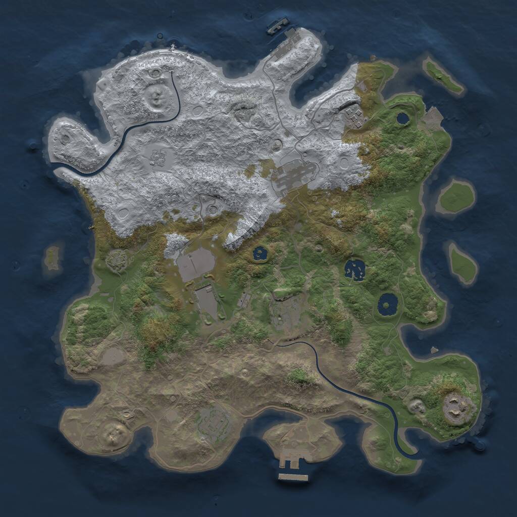 Rust Map: Procedural Map, Size: 3550, Seed: 681585, 13 Monuments