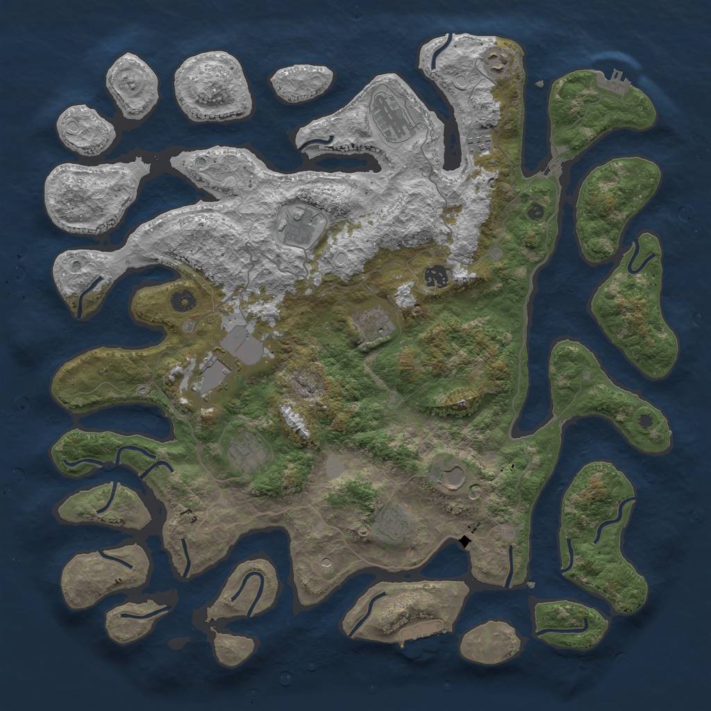 Rust Map: Procedural Map, Size: 4500, Seed: 293756145, 18 Monuments