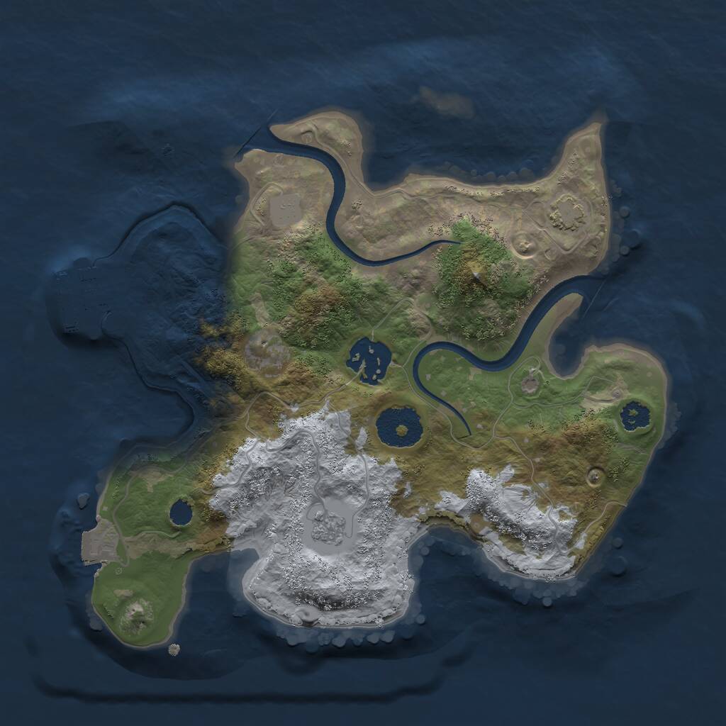 Rust Map: Procedural Map, Size: 2500, Seed: 23433, 5 Monuments