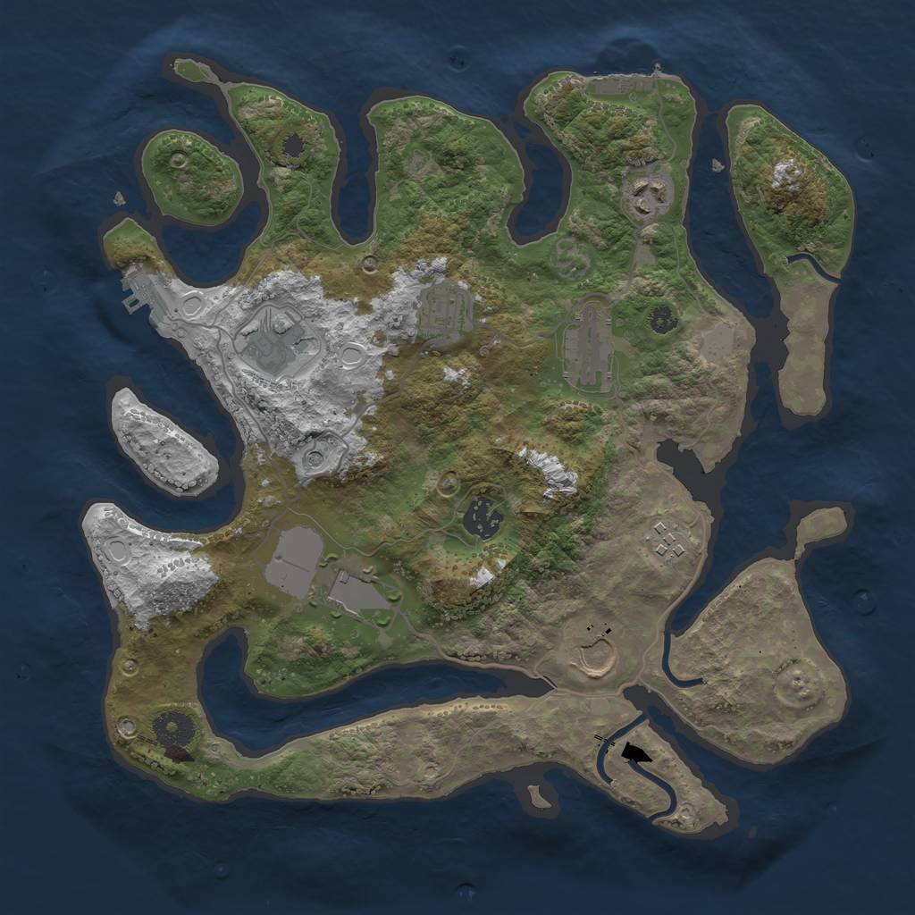 Rust Map: Procedural Map, Size: 3500, Seed: 2046786437, 16 Monuments