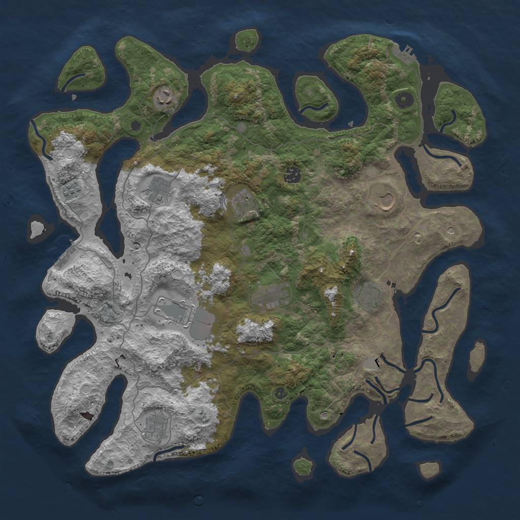 Rust Map: Procedural Map, Size: 4500, Seed: 1476752021, 18 Monuments