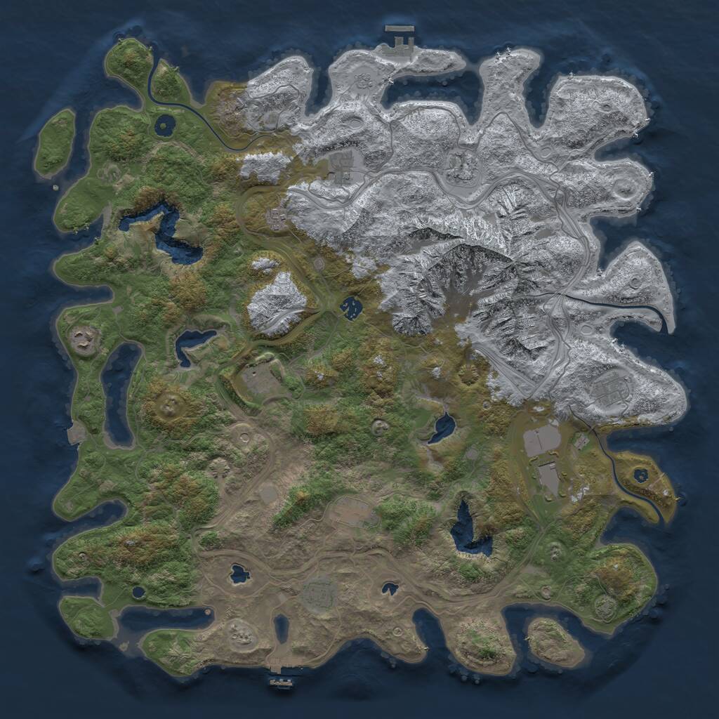 Rust Map: Procedural Map, Size: 5000, Seed: 5577, 16 Monuments