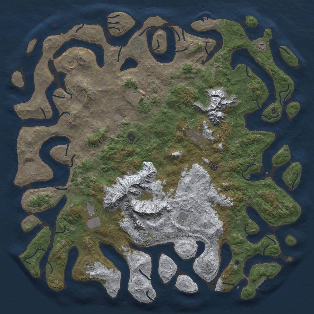 Rust Map: Procedural Map, Size: 6000, Seed: 2136974587, 20 Monuments