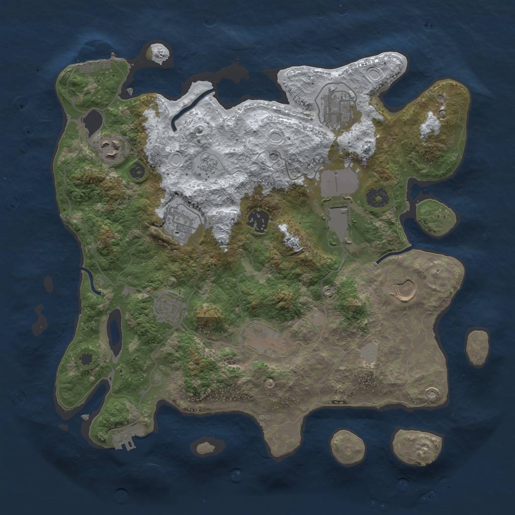 Rust Map: Procedural Map, Size: 3500, Seed: 93057, 17 Monuments