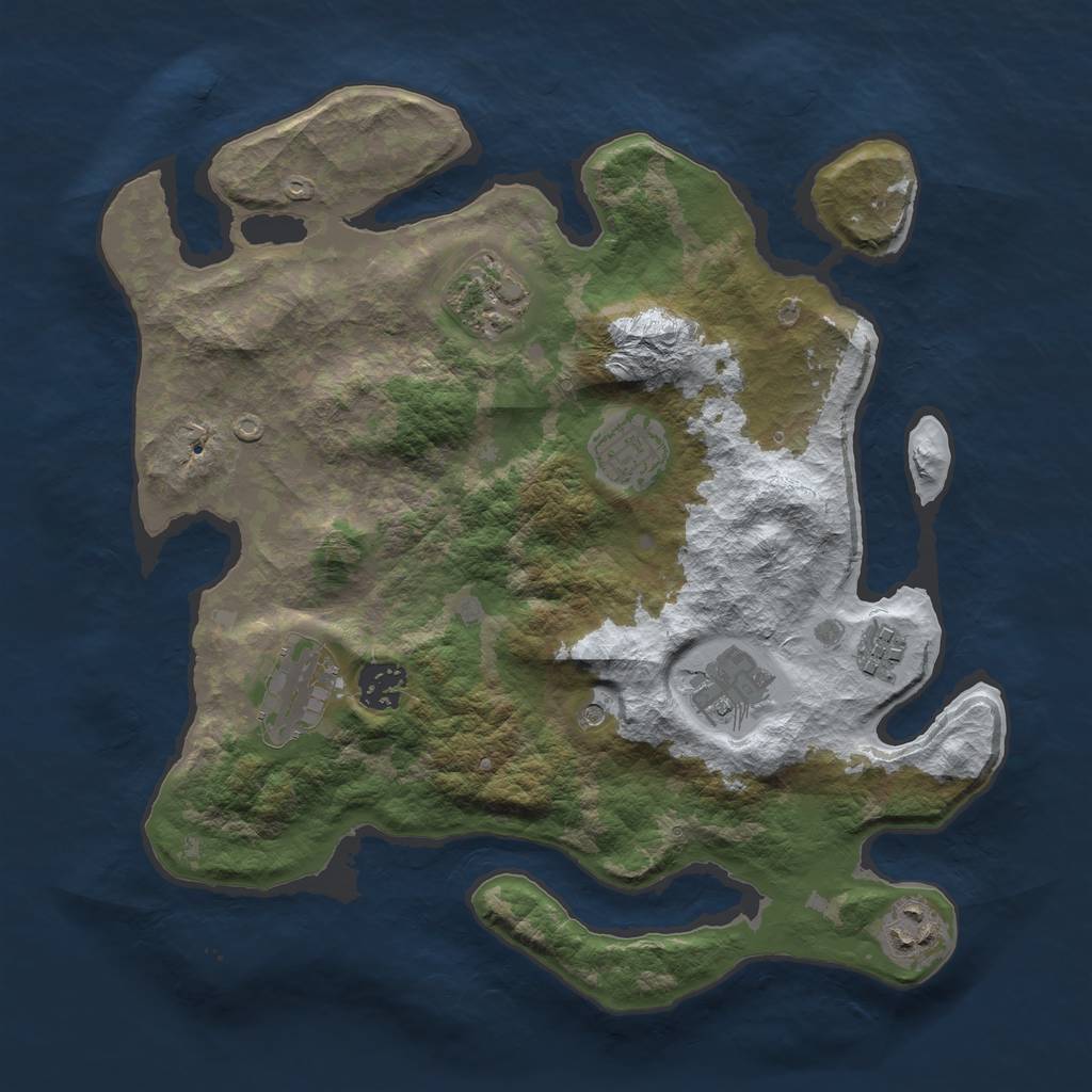 Rust Map: Barren, Size: 3300, Seed: 97652323, 10 Monuments