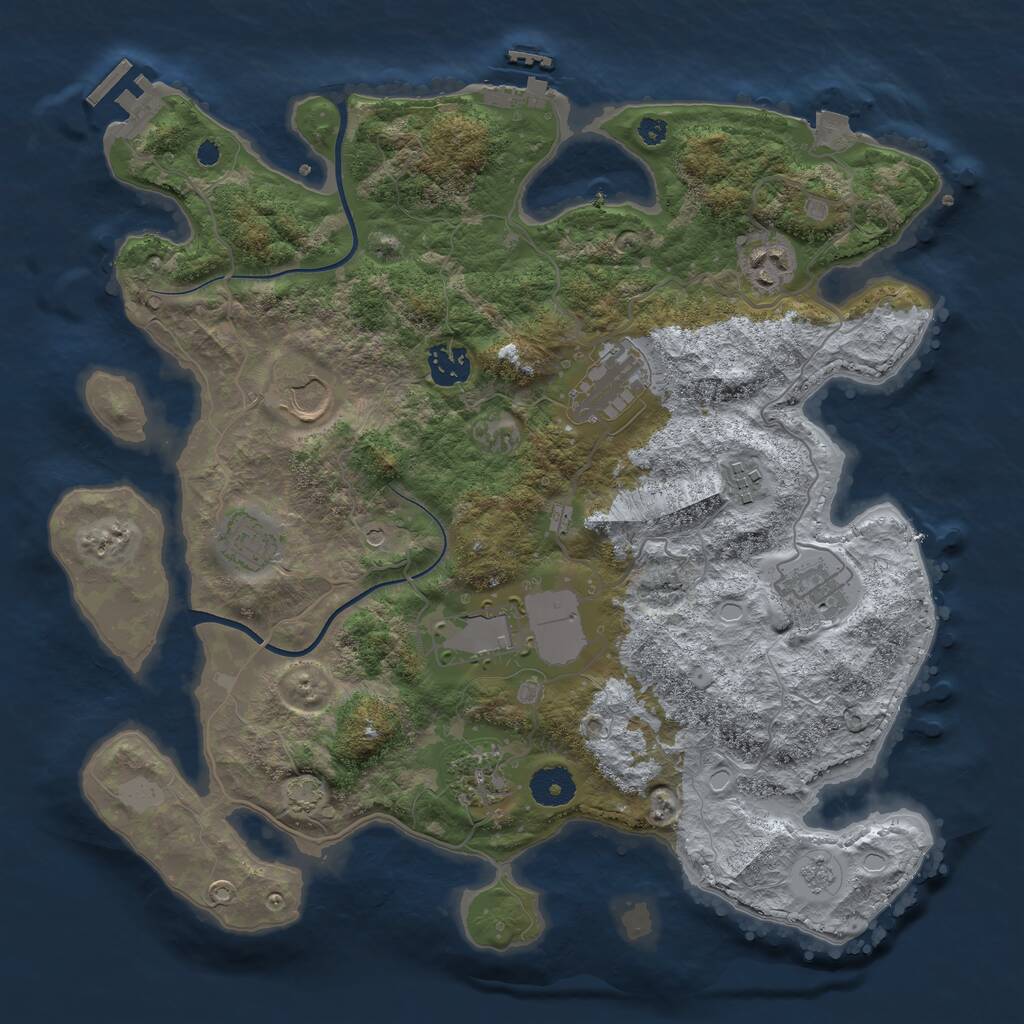 Rust Map: Procedural Map, Size: 3600, Seed: 441, 15 Monuments