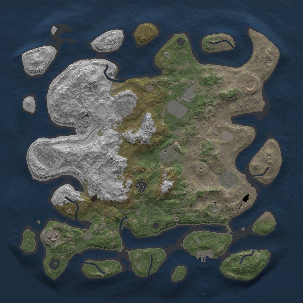 Rust Map: Procedural Map, Size: 4000, Seed: 2176, 16 Monuments