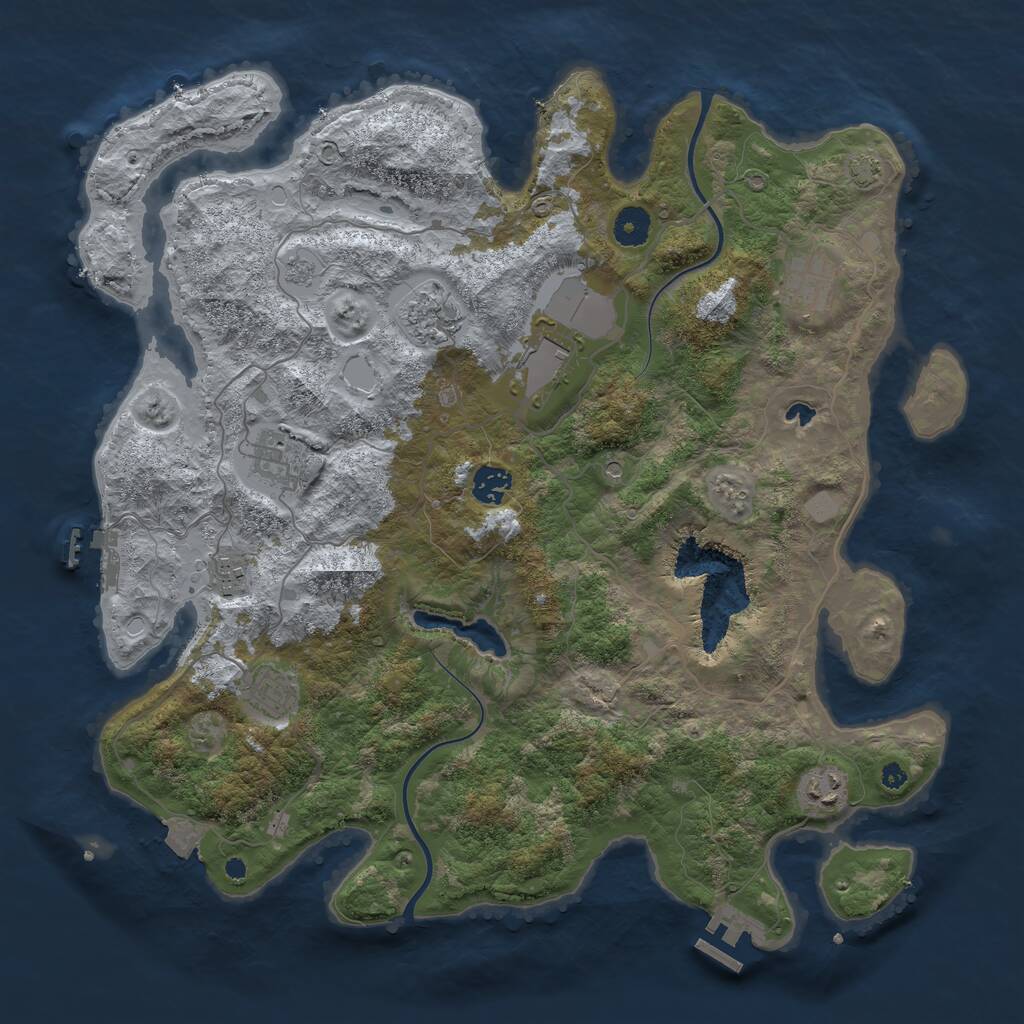 Rust Map: Procedural Map, Size: 4000, Seed: 12458, 14 Monuments