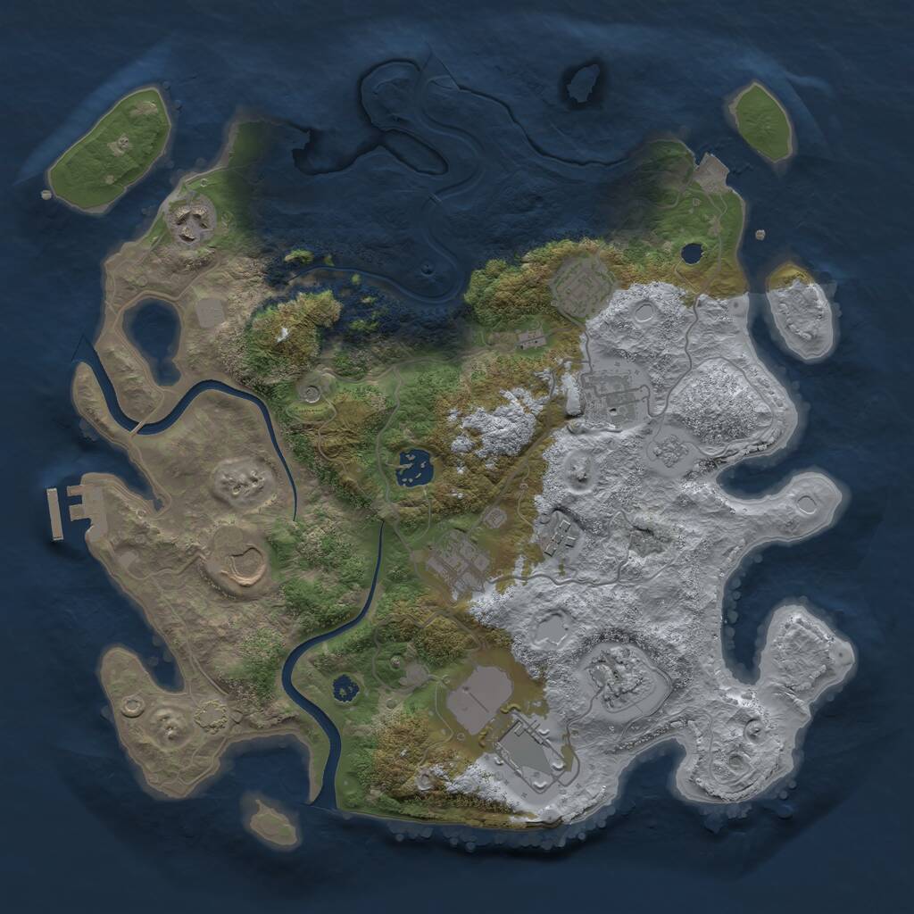 Rust Map: Procedural Map, Size: 3550, Seed: 554545, 14 Monuments