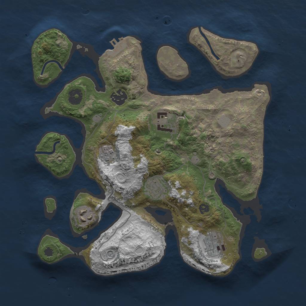 Rust Map: Procedural Map, Size: 3000, Seed: 664385417, 13 Monuments