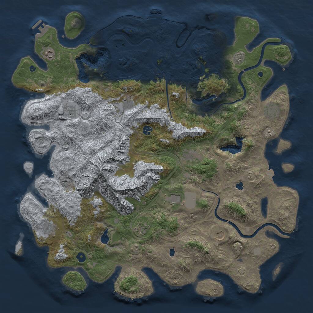Rust Map: Procedural Map, Size: 5000, Seed: 123432, 17 Monuments