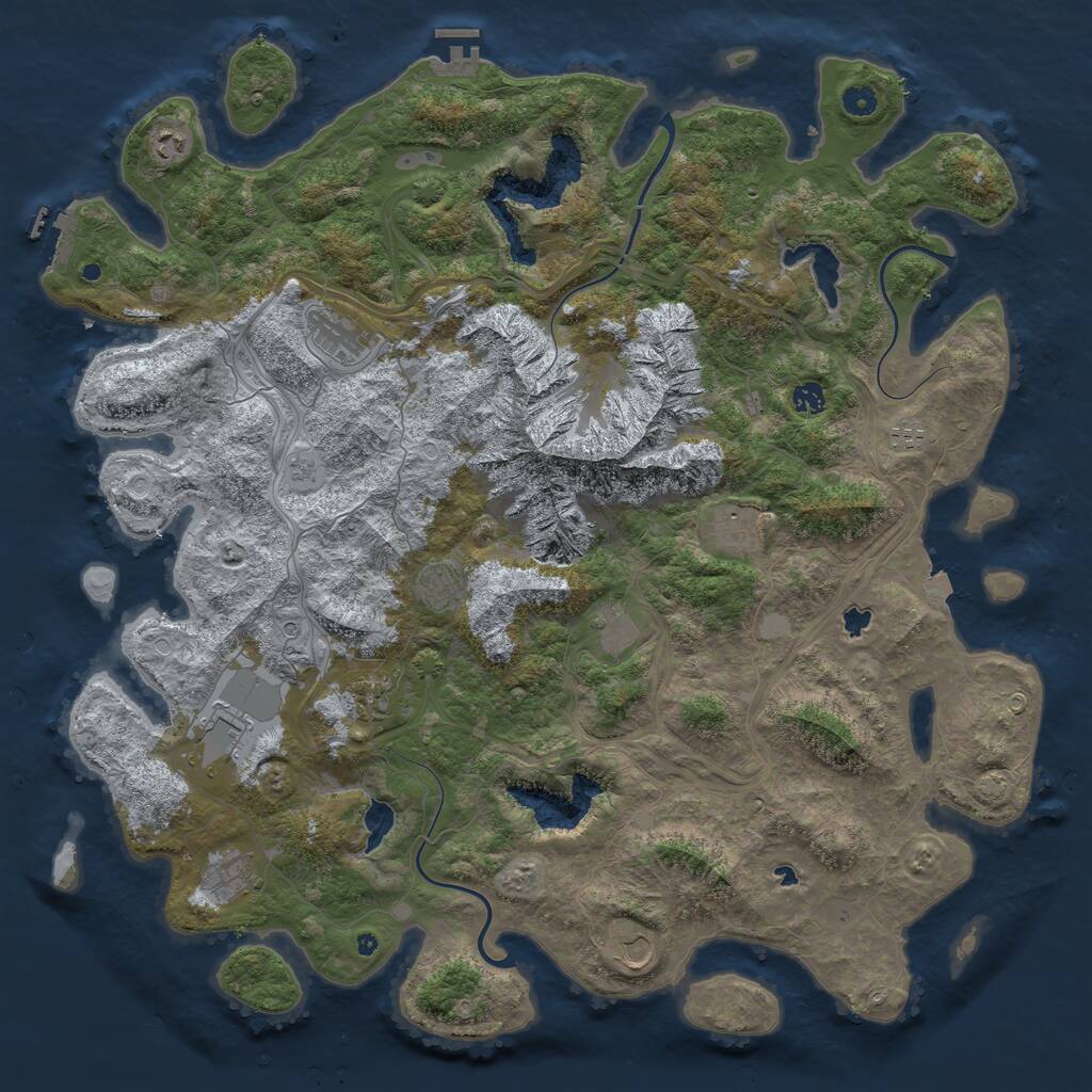 Rust Map: Procedural Map, Size: 5000, Seed: 123432, 17 Monuments