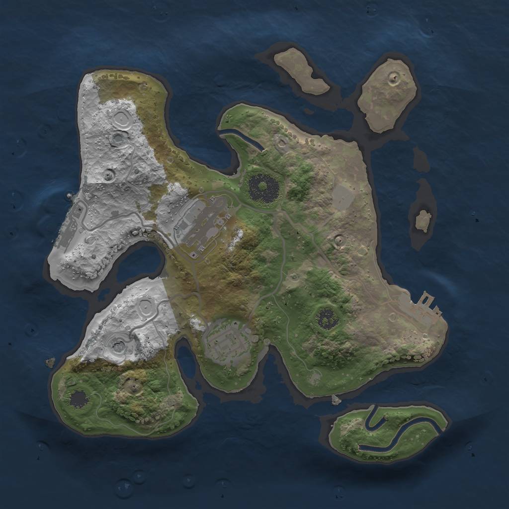 Rust Map: Procedural Map, Size: 2500, Seed: 1065690835, 10 Monuments