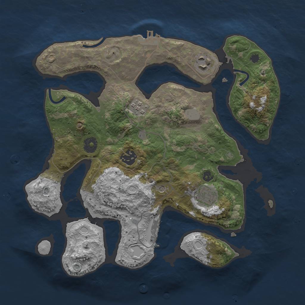Rust Map: Procedural Map, Size: 3000, Seed: 7, 12 Monuments