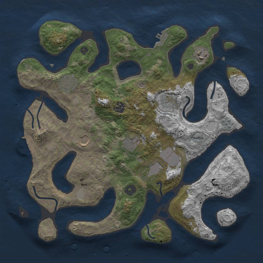 Rust Map: Procedural Map, Size: 3550, Seed: 774930, 16 Monuments