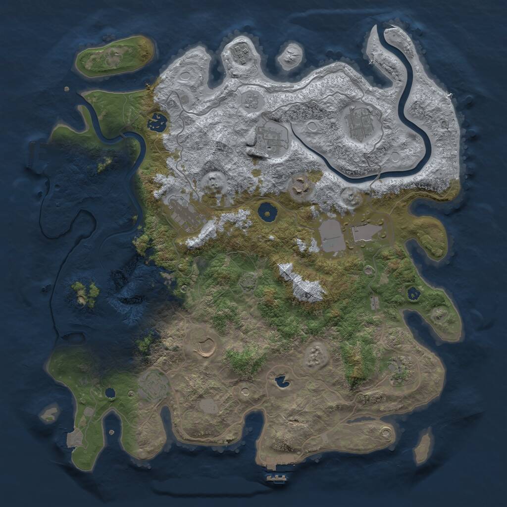 Rust Map: Procedural Map, Size: 4000, Seed: 639354, 16 Monuments