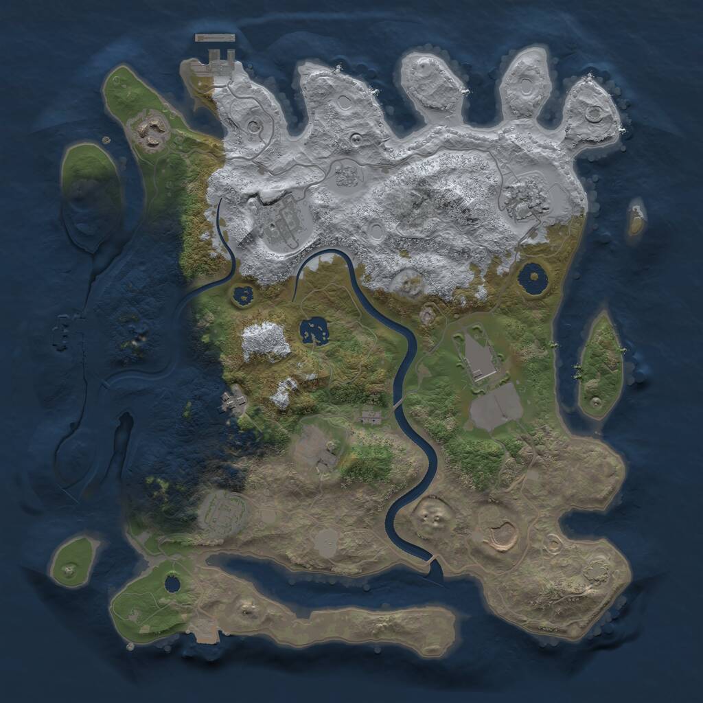 Rust Map: Procedural Map, Size: 3550, Seed: 539691, 15 Monuments