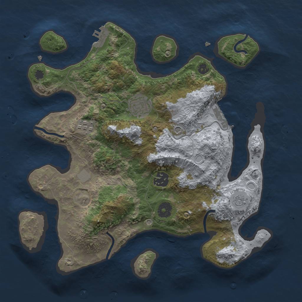 Rust Map: Procedural Map, Size: 3000, Seed: 646461, 10 Monuments