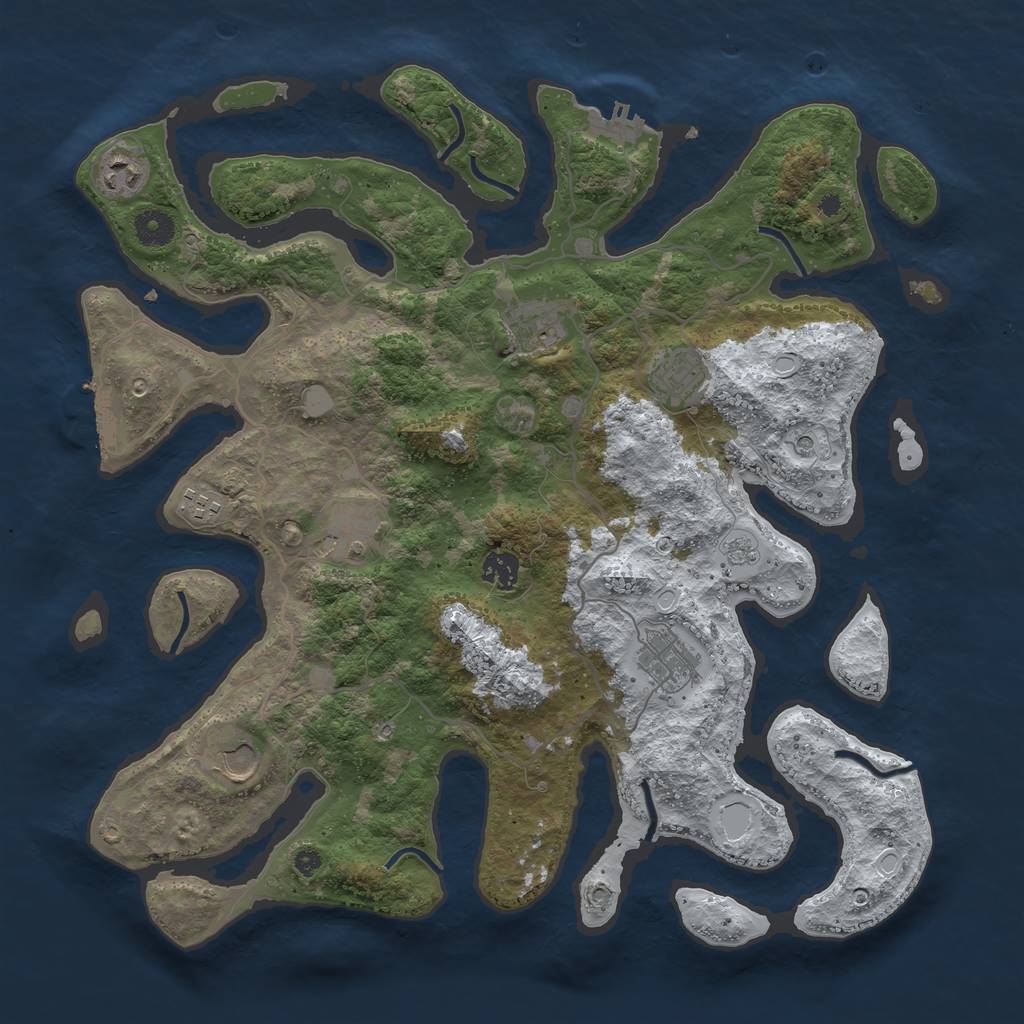 Rust Map: Procedural Map, Size: 4000, Seed: 1234977, 17 Monuments