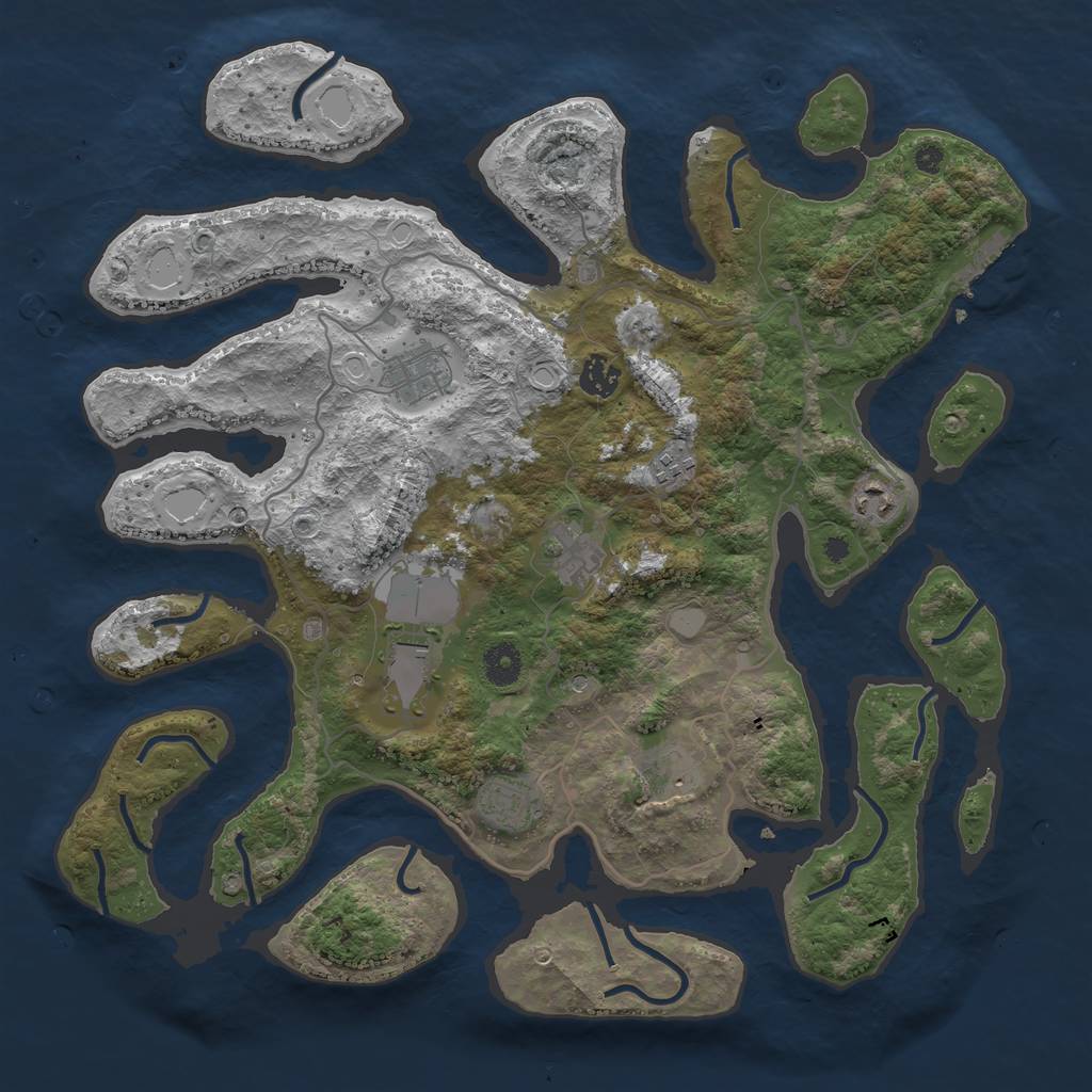 Rust Map: Procedural Map, Size: 4000, Seed: 55555, 15 Monuments
