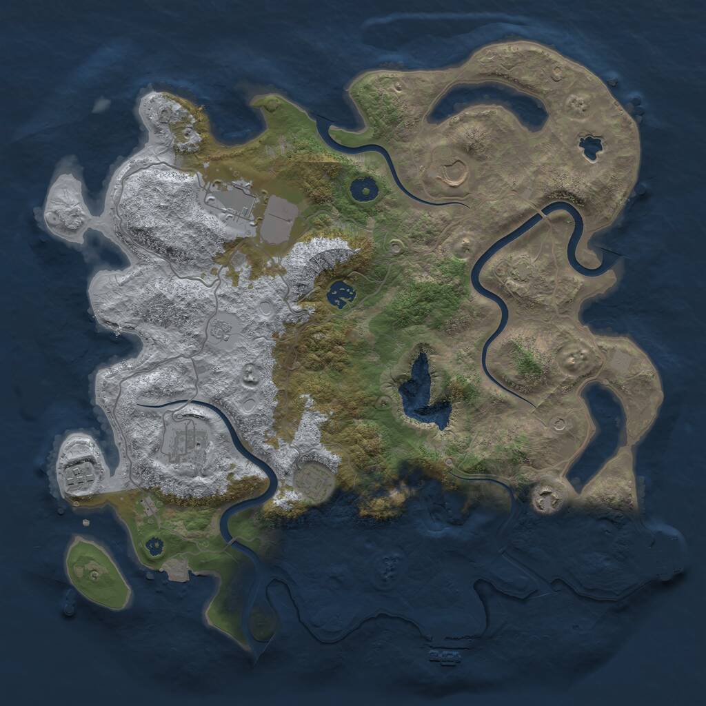 Rust Map: Procedural Map, Size: 4000, Seed: 330493, 13 Monuments