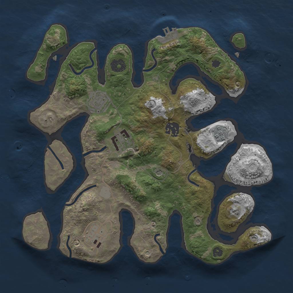 Rust Map: Procedural Map, Size: 3000, Seed: 295713222, 12 Monuments